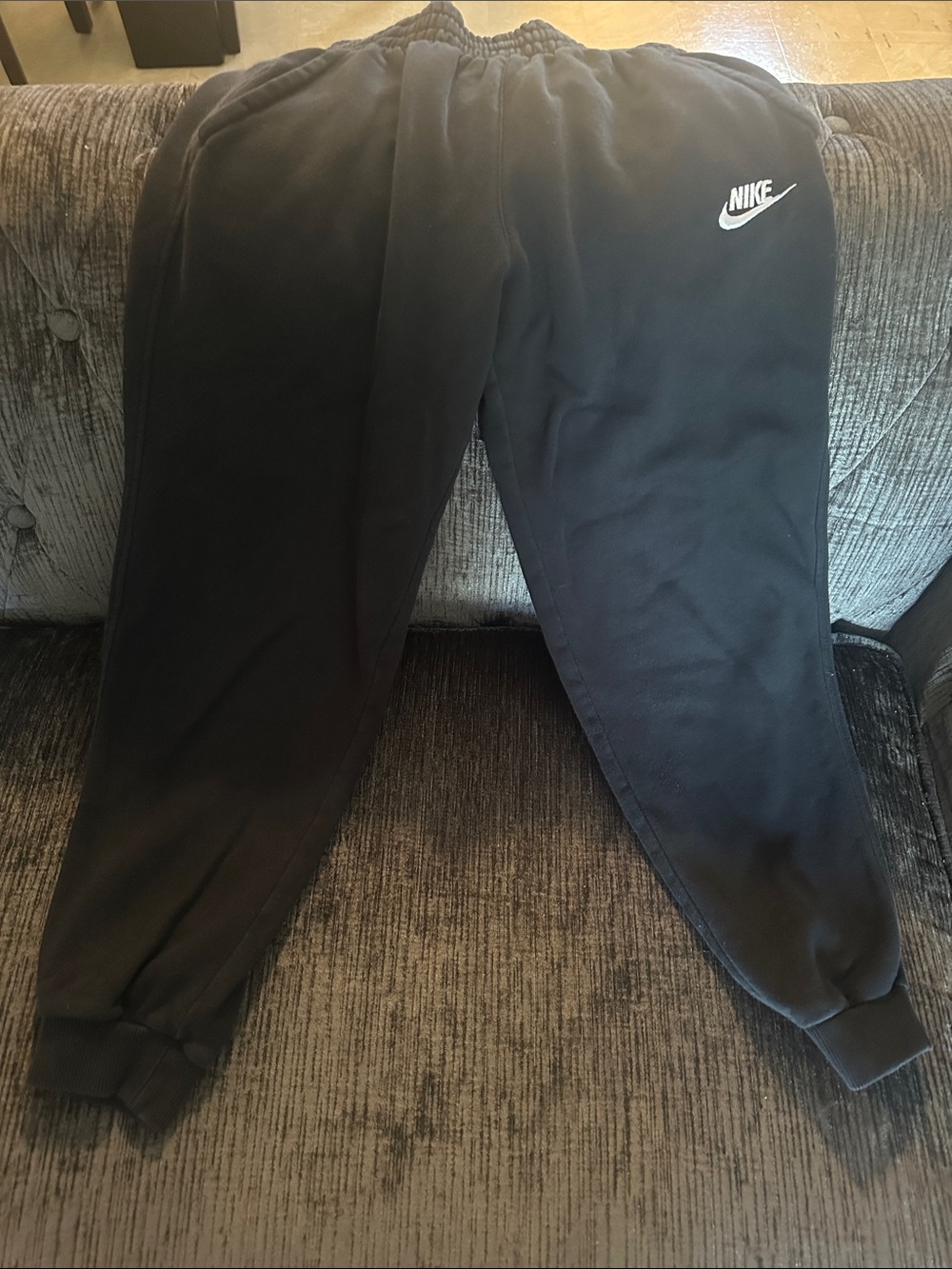 Nike Kids Black Jogger Sweatpants with White Swoosh